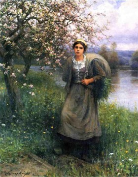 ダニエル・リッジウェイ・ナイト Painting - ノルマンディーのリンゴの花 同胞ダニエル・リッジウェイ・ナイト